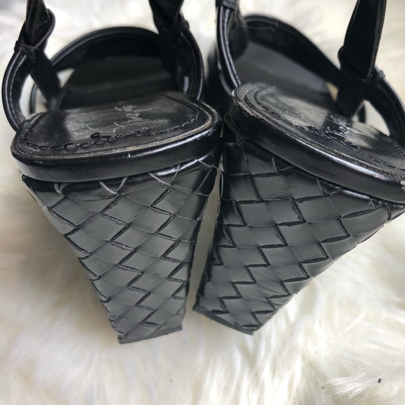 Franco sarto wedge sandal. Basket weave heel. Size 8. Black. - Picture 9 of 12